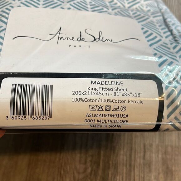 Anne De Solene
 Madeleine Cotton Fitted Sheet. KING. NEW - Picture 3 of 4